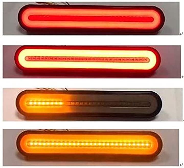 Kstyle 12V 24V 対応 LED シーケンシャル ウインカー リア スモーク テール ファイバー マーカー ランプ 左右 2個セット レッド アンバー スモール トラック用品