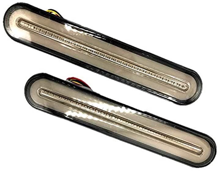 Kstyle 12V 24V 対応 LED シーケンシャル ウインカー リア スモーク テール ファイバー マーカー ランプ 左右 2個セット レッド アンバー スモール トラック用品