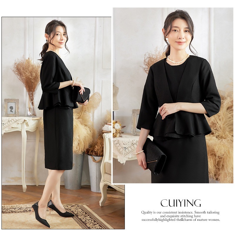 【CY.上品】 スーツセット 七分袖＋ワンピース ママスーツ スーツ セットアップ 卒業式 入学式 入園式 通勤 セットアップ フォーマル