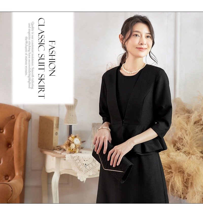 【CY.上品】 スーツセット 七分袖＋ワンピース ママスーツ スーツ セットアップ 卒業式 入学式 入園式 通勤 セットアップ フォーマル