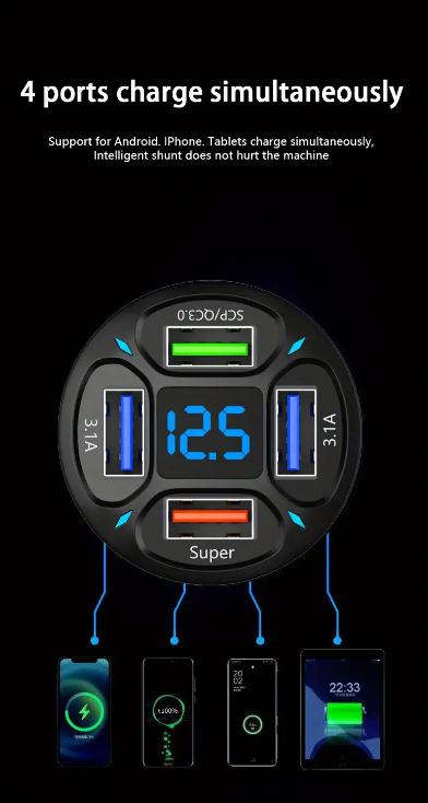 120 ワット車の充電器急速充電 4 Usb デジタルディスプレイ車の急速充電器 4-in-1 PD 携帯電話充電ヘッド 7AQC3.0 自動車電話アダプタカーアクセサリー
