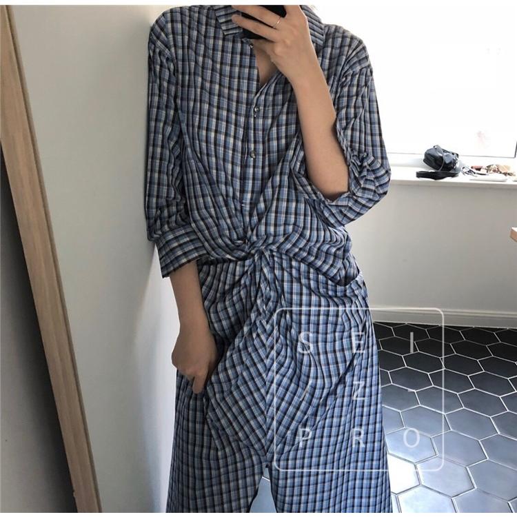 ワンピース レディース きれいめ チェック柄 春夏 五分袖 vネック ロング丈ワンピース 韓国風 通勤 OL 着痩せ ワンピース