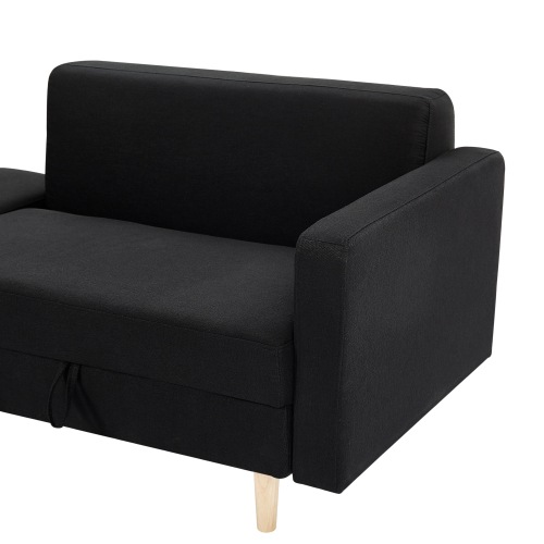 ソファ 2人掛け 収納付き オットマン付き ファブリック 肘掛け 木脚