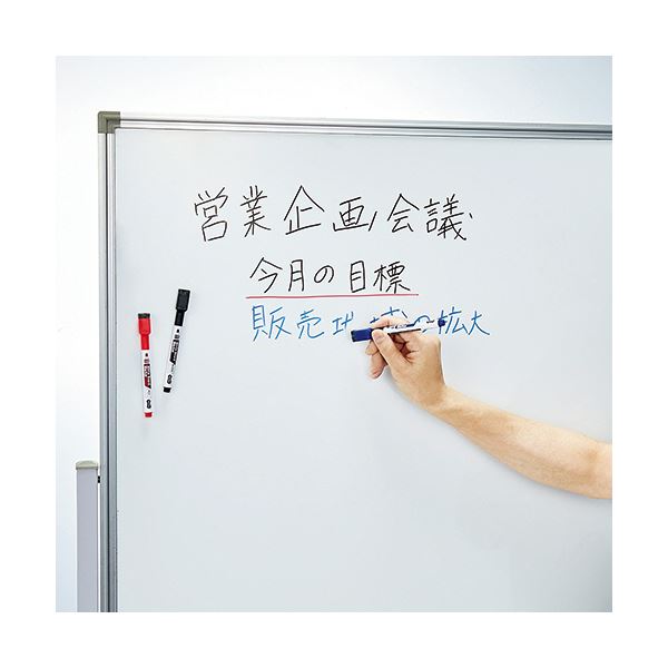 （まとめ） TANOSEEイレーザー付ホワイトボードマーカー 中字丸芯 青 1セット（10本） 10セット