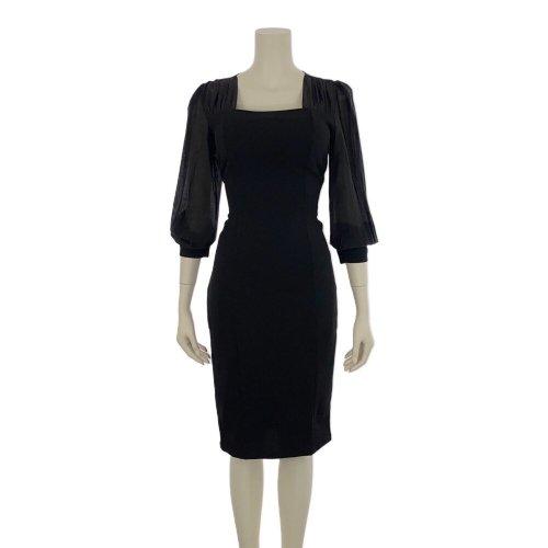 キャバドレス ナイトドレス ミディアムドレス ワンピース 長袖 スクエアネック パール風ボタン 透け感 レディース グラシア キャバドレス ナイトドレス ミディアムドレス ワンピース 長袖 スクエアネック パール風ボタン 透け感 レディース グラシア