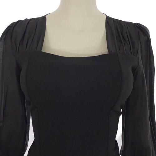 キャバドレス ナイトドレス ミディアムドレス ワンピース 長袖 スクエアネック パール風ボタン 透け感 レディース グラシア キャバドレス ナイトドレス ミディアムドレス ワンピース 長袖 スクエアネック パール風ボタン 透け感 レディース グラシア