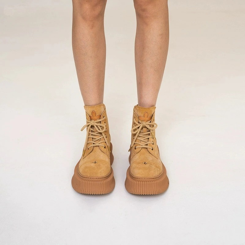 レディース マーチンブーツ イエローブーツ ワークブーツ ローヒール5cm レディース マウンテンブーツ チャッカブーツ 大きいサイズ ワークブーツ カジュアル 22.5cm~25cm