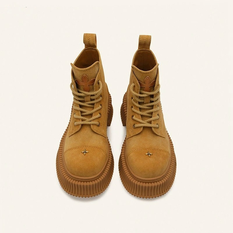 レディース マーチンブーツ イエローブーツ ワークブーツ ローヒール5cm レディース マウンテンブーツ チャッカブーツ 大きいサイズ ワークブーツ カジュアル 22.5cm~25cm