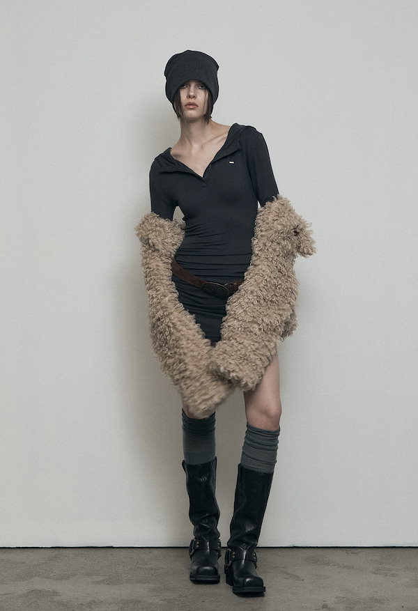 【BOHEMIAN SEOUL】BOHEMSEO HOODED MINI DRESS ミニドレス SHOP - DRESSES - bohemseo