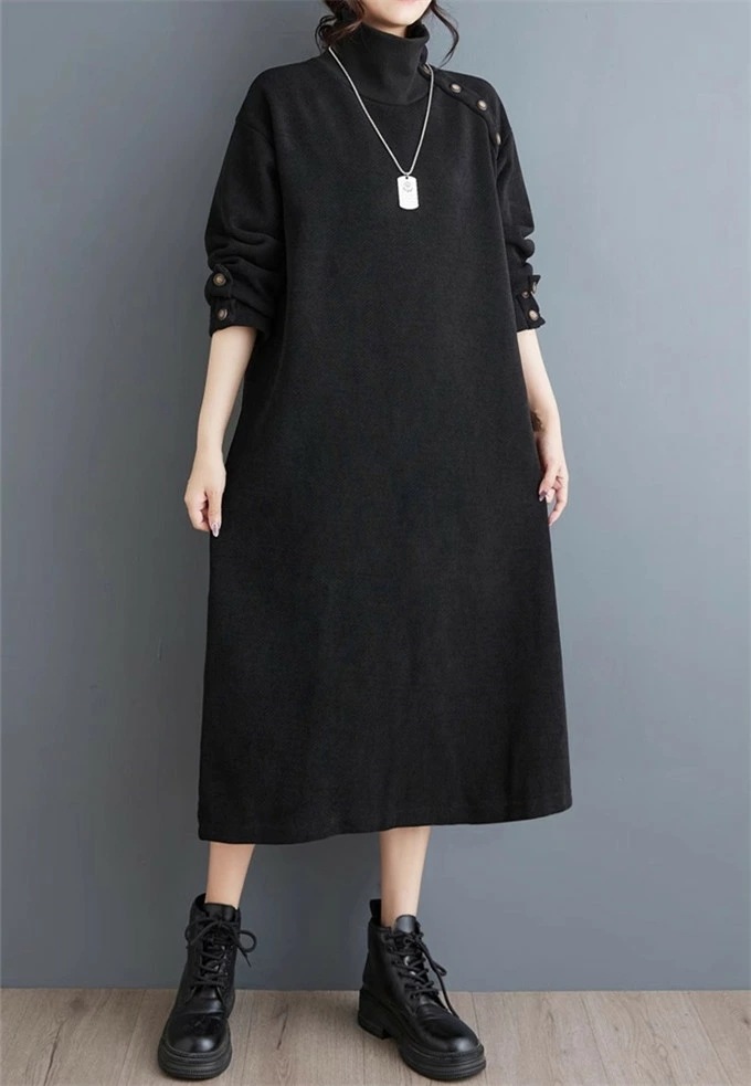 裏起毛ワンピース レディース 長袖 ロング丈 ハイネック 裏起毛 ワンピ 厚手 ボタン飾り 無地 シンプル フリーサイズ レトロ ファッション カジュアル ゆったり 体型カバー 暖か おしゃれ 30代 裏起毛ワンピース レディース 長袖 ロング丈 ハイネック 裏起毛 ワンピ 厚手 ボタン飾り 無地 シンプル フリーサイズ レトロ ファッション カジュアル ゆったり 体型カバー 暖か おしゃれ 30代