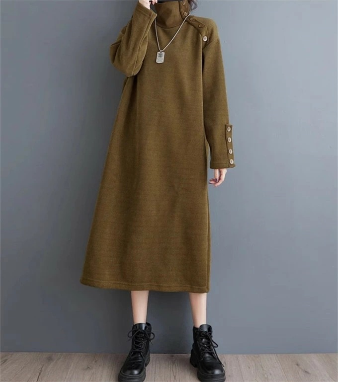 裏起毛ワンピース レディース 長袖 ロング丈 ハイネック 裏起毛 ワンピ 厚手 ボタン飾り 無地 シンプル フリーサイズ レトロ ファッション カジュアル ゆったり 体型カバー 暖か おしゃれ 30代 裏起毛ワンピース レディース 長袖 ロング丈 ハイネック 裏起毛 ワンピ 厚手 ボタン飾り 無地 シンプル フリーサイズ レトロ ファッション カジュアル ゆったり 体型カバー 暖か おしゃれ 30代