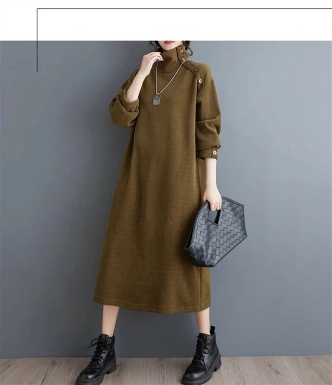 裏起毛ワンピース レディース 長袖 ロング丈 ハイネック 裏起毛 ワンピ 厚手 ボタン飾り 無地 シンプル フリーサイズ レトロ ファッション カジュアル ゆったり 体型カバー 暖か おしゃれ 30代 裏起毛ワンピース レディース 長袖 ロング丈 ハイネック 裏起毛 ワンピ 厚手 ボタン飾り 無地 シンプル フリーサイズ レトロ ファッション カジュアル ゆったり 体型カバー 暖か おしゃれ 30代