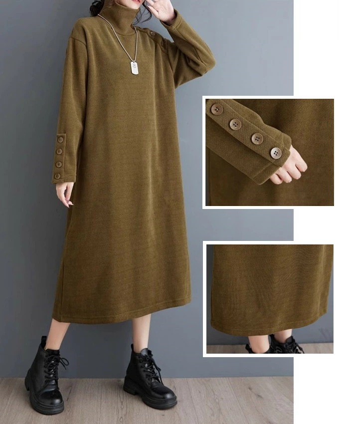 裏起毛ワンピース レディース 長袖 ロング丈 ハイネック 裏起毛 ワンピ 厚手 ボタン飾り 無地 シンプル フリーサイズ レトロ ファッション カジュアル ゆったり 体型カバー 暖か おしゃれ 30代 裏起毛ワンピース レディース 長袖 ロング丈 ハイネック 裏起毛 ワンピ 厚手 ボタン飾り 無地 シンプル フリーサイズ レトロ ファッション カジュアル ゆったり 体型カバー 暖か おしゃれ 30代