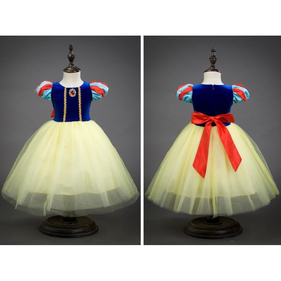 [即纳]新作先行発売白雪姫 ドレス 子供 コスプレ 衣装 豪華９点 セット ( ドレス マント カチューシャ ティアラ ステッキ ネックレス イヤリング 指輪 など) 100 110 120 130