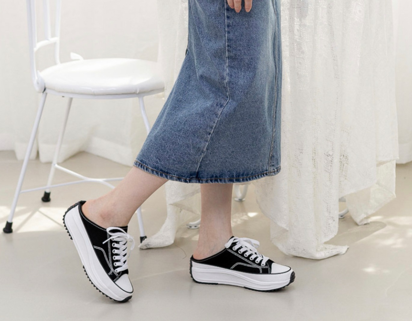 5cm アップシークレットスニーカー スリッパ ミュールブロッパー 5cm アップシークレットスニーカー スリッパ ミュールブロッパー