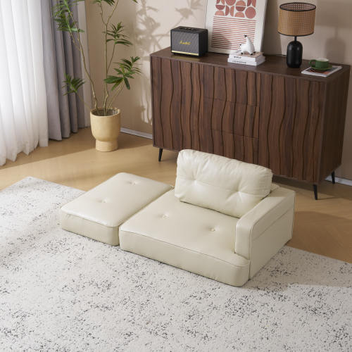 White 2-3人掛けソファー Ｌ字ソファー　組み合わせ ソファ 多機能ソファベッド PUレザー カウチ 自由レイアウト ダイニングソファー オットマン コーナーソファー おしゃれ カウチソファ 5