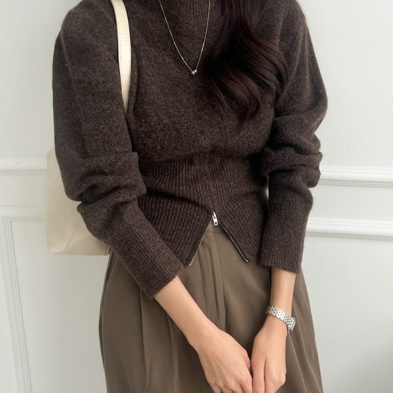 [pippin] ピピン裾開きジッパープチハイネックニット#111000