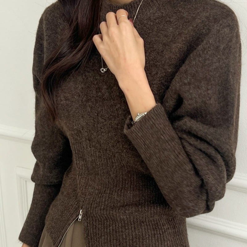 [pippin] ピピン裾開きジッパープチハイネックニット#111000