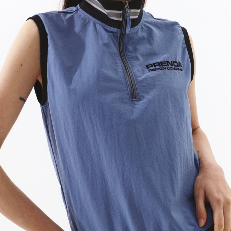 PRENDA ハーフジップアップナイロンベストブラック PRENDA ハーフジップアップナイロンベストブラック