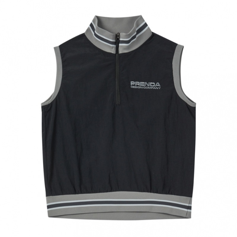 PRENDA ハーフジップアップナイロンベストブラック PRENDA ハーフジップアップナイロンベストブラック