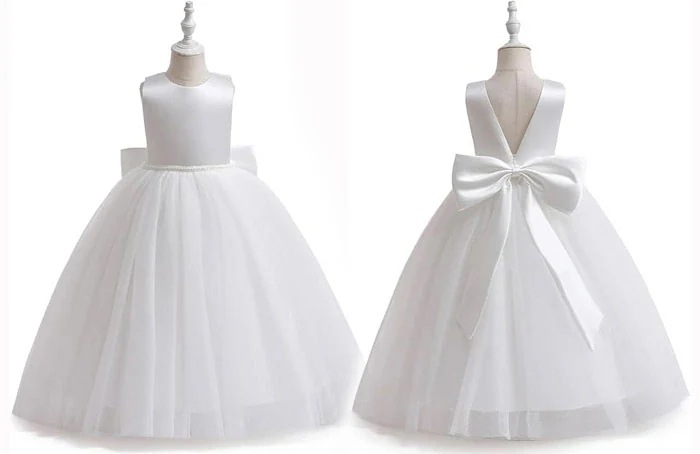 【急速出荷!】ピアノ発表会 ドレス 中学生 女の子 キッズドレス 子供服 ロング丈 ガール 子供ドレス ノースリーブ リボン 演奏会 紺 白 ピンクフラワーガール ベールガール リングガール プリンセ