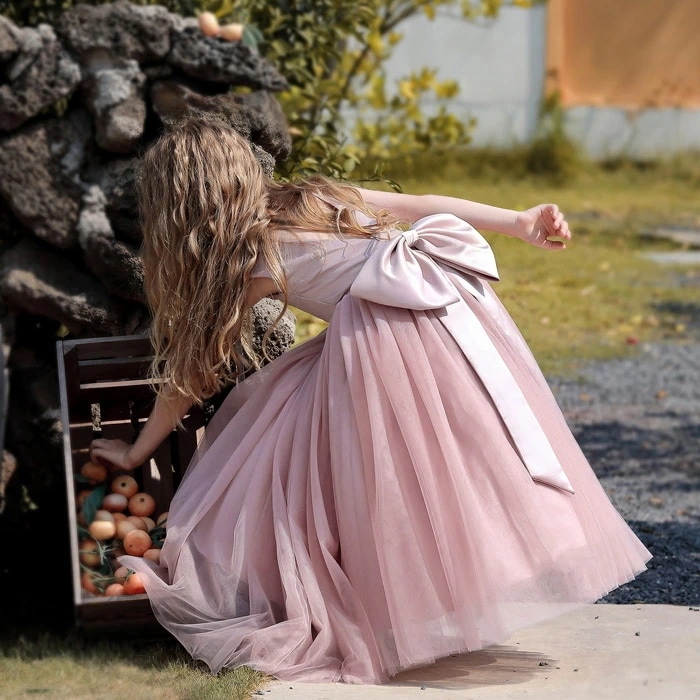 【急速出荷!】ピアノ発表会 ドレス 中学生 女の子 キッズドレス 子供服 ロング丈 ガール 子供ドレス ノースリーブ リボン 演奏会 紺 白 ピンクフラワーガール ベールガール リングガール プリンセ