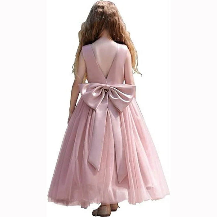 【急速出荷!】ピアノ発表会 ドレス 中学生 女の子 キッズドレス 子供服 ロング丈 ガール 子供ドレス ノースリーブ リボン 演奏会 紺 白 ピンクフラワーガール ベールガール リングガール プリンセ