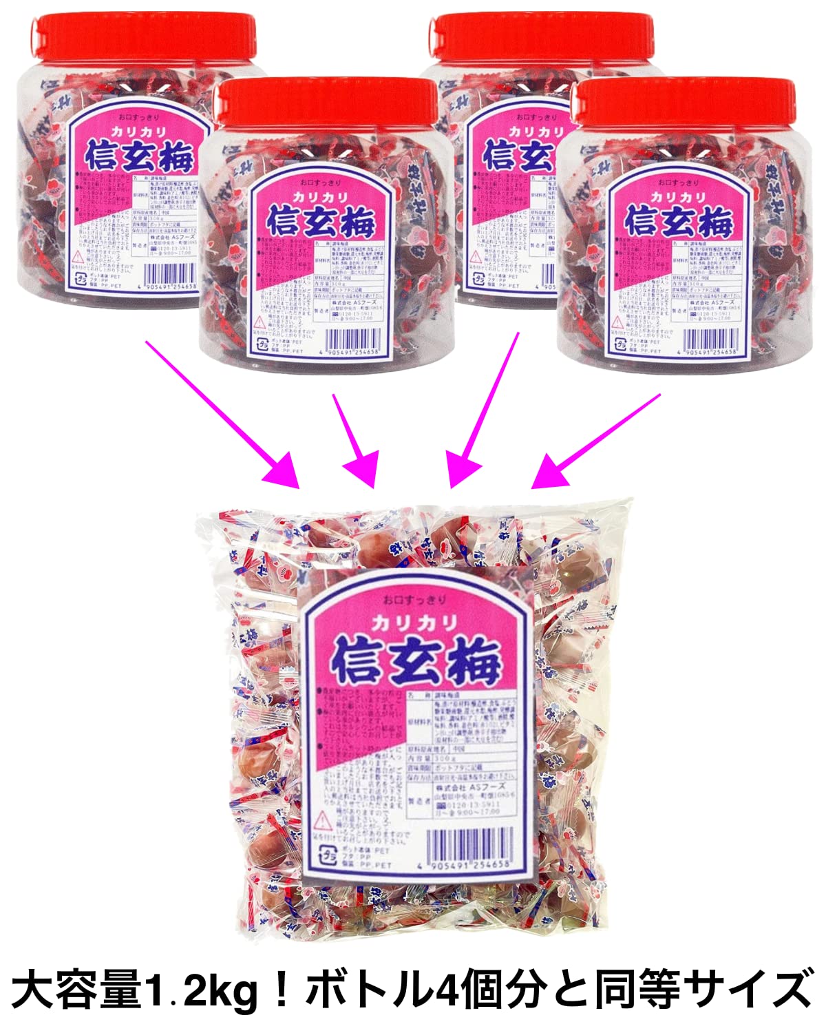 健康生活 業務用サイズ 1.2キロ 大容量 ASフーズ カリカリ信玄梅 個包装 通常サイズの4倍の量 ボトルつめかえ用 健康生活 業務用サイズ 1.2キロ 大容量 ASフーズ カリカリ信玄梅 個包装 通常サイズの4倍の量 ボトルつめかえ用