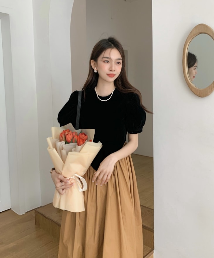 ワンピース レディース ロングワンピース S M L 韓国 半袖 ラウンドネック パフスリーブ かわいい 大人可愛い きれいめ カジュアル 清楚 おしゃれ お洒落 おとな ナチュラル こなれ感 個性的 ワンピース レディース ロングワンピース S M L 韓国 半袖 ラウンドネック パフスリーブ かわいい 大人可愛い きれいめ カジュアル 清楚 おしゃれ お洒落 おとな ナチュラル こなれ感 個性的