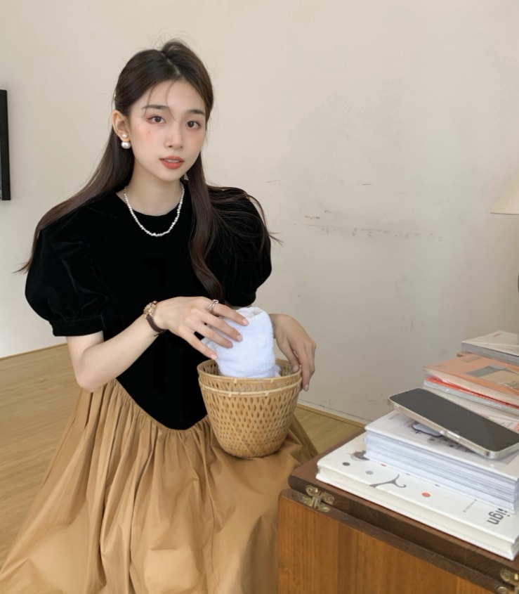 ワンピース レディース ロングワンピース S M L 韓国 半袖 ラウンドネック パフスリーブ かわいい 大人可愛い きれいめ カジュアル 清楚 おしゃれ お洒落 おとな ナチュラル こなれ感 個性的 ワンピース レディース ロングワンピース S M L 韓国 半袖 ラウンドネック パフスリーブ かわいい 大人可愛い きれいめ カジュアル 清楚 おしゃれ お洒落 おとな ナチュラル こなれ感 個性的