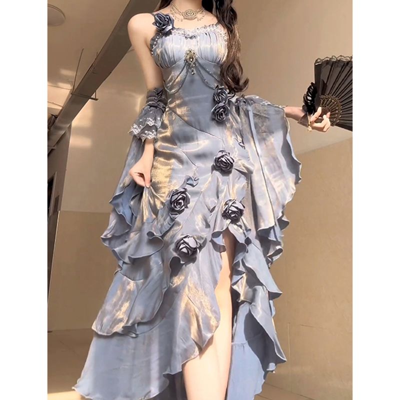 バースデードレス プリンセス ロリータドレス 女性 グラデーションピンク マーメイドドレス ロリータスカート