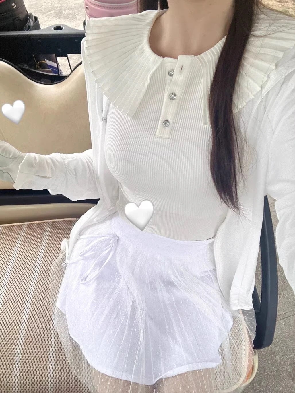 【送料無料】ゴルフウェア 2025 春夏秋 上下セット ニット長袖 Tシャツ ロングパンツ ドット柄スカート 白 ピンク ローズ かわいい 痩せる 韓国風 レディース ゴルフスカート スポーツウェア