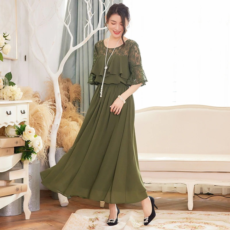 CY.上品 レースワンピース シフォン ドッキング 半袖 ドレス 卒業式 卒園式 入学式 入園式 30 40 50代 フォーマル パーティードレス 演奏会 結婚式 お呼ばれ