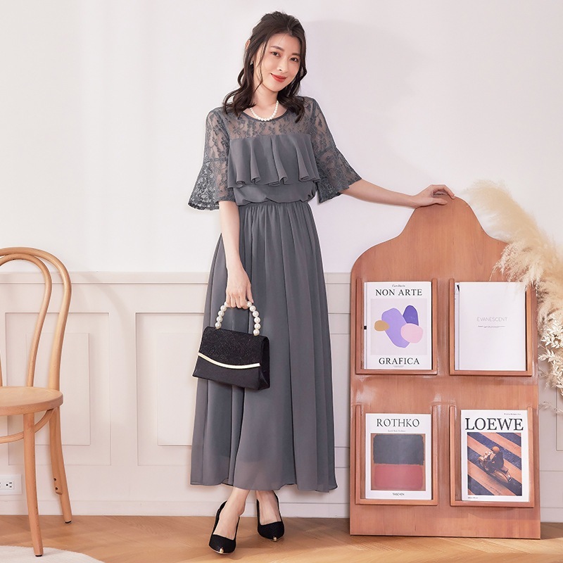 CY.上品 レースワンピース シフォン ドッキング 半袖 ドレス 卒業式 卒園式 入学式 入園式 30 40 50代 フォーマル パーティードレス 演奏会 結婚式 お呼ばれ