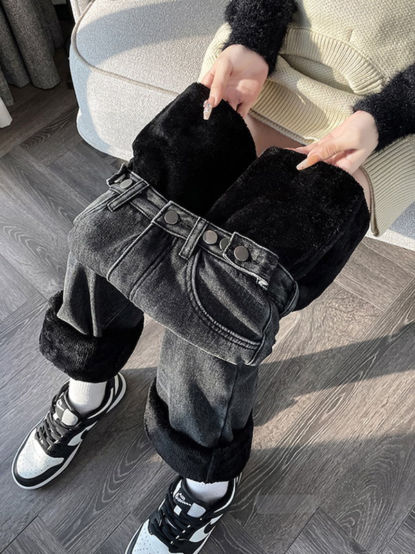 Qoo10] 【本日限定】裏起毛 デニム スキニーパン