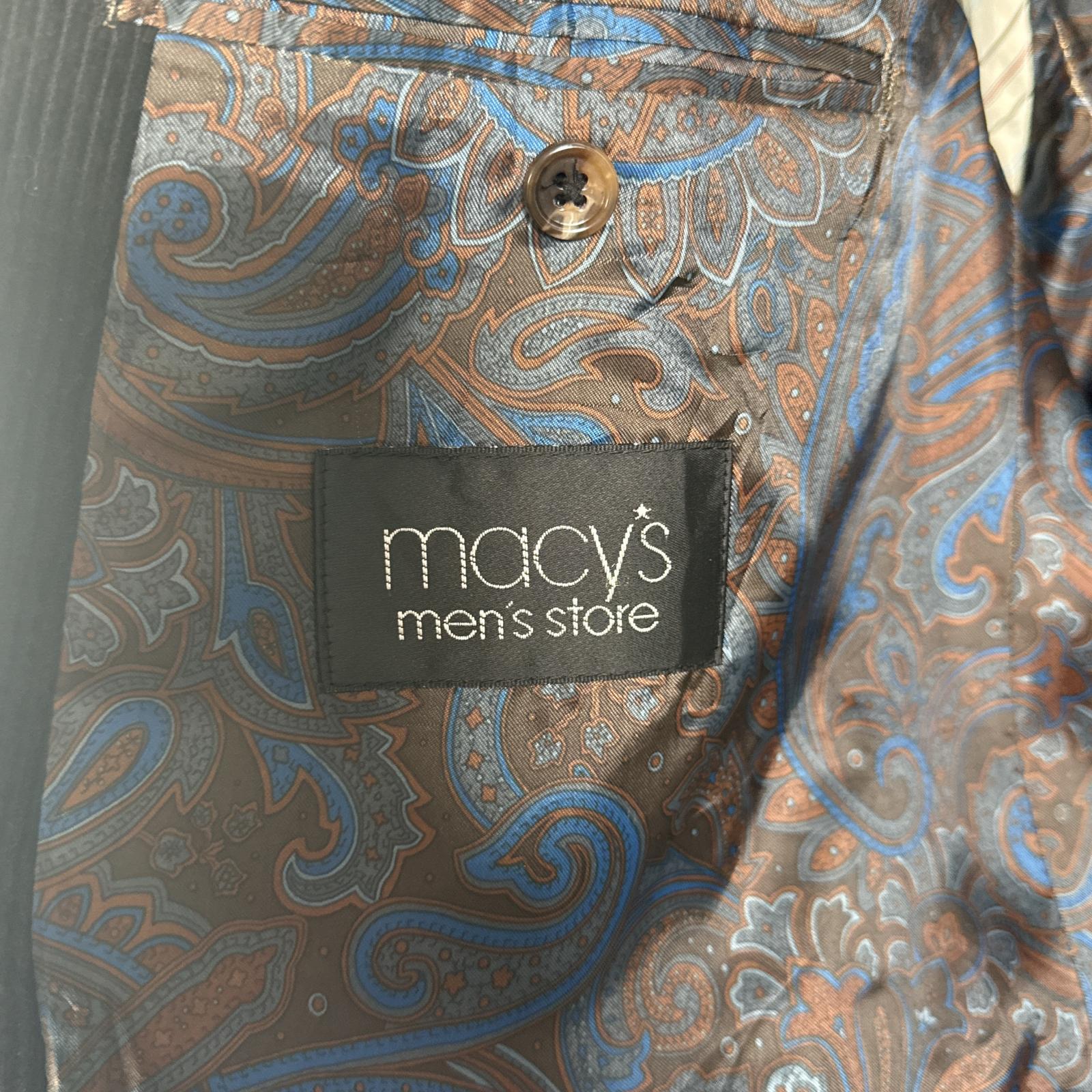 古着 コーデュロイ テーラードジャケット 太畝 ブレザー エルボーパッチ 中地ペイズリー柄 46R ブラック メンズ