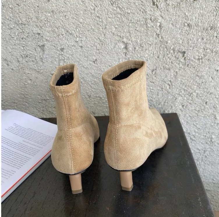 スエードブーツ ソックスブーツ ポインテッドトゥ ブーツ ハイヒール. ショートブーツ ２カラー a3549