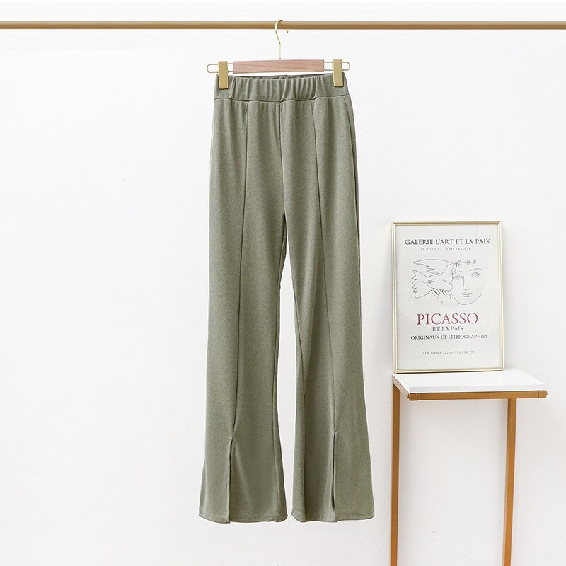 新発売ウエストゴムパンツひんやりボトムス接触冷感ボトムススリット入りパンツ フルレングススーツパンツ