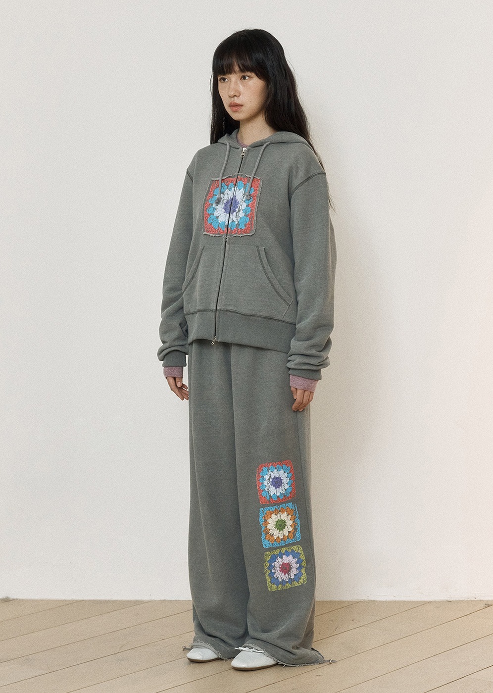 【ROCCI ROCCI】 CROCHET TWO WAY HOODIE ZIPUP : 2COLORS