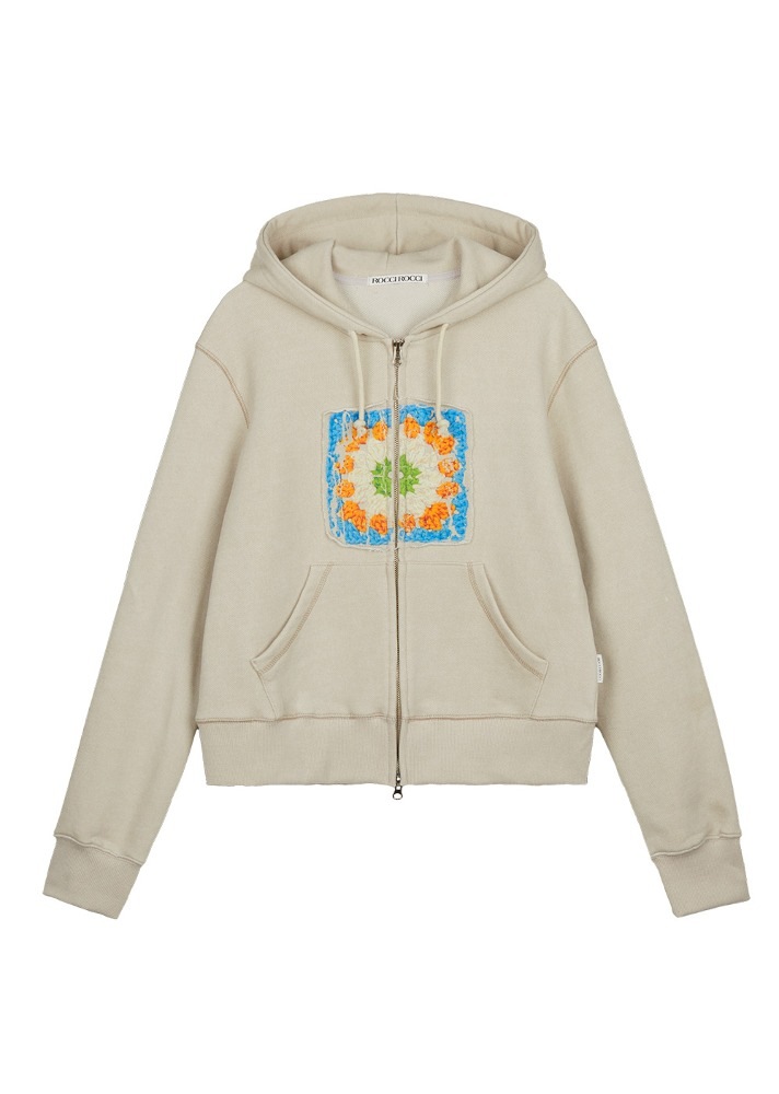【ROCCI ROCCI】 CROCHET TWO WAY HOODIE ZIPUP : 2COLORS