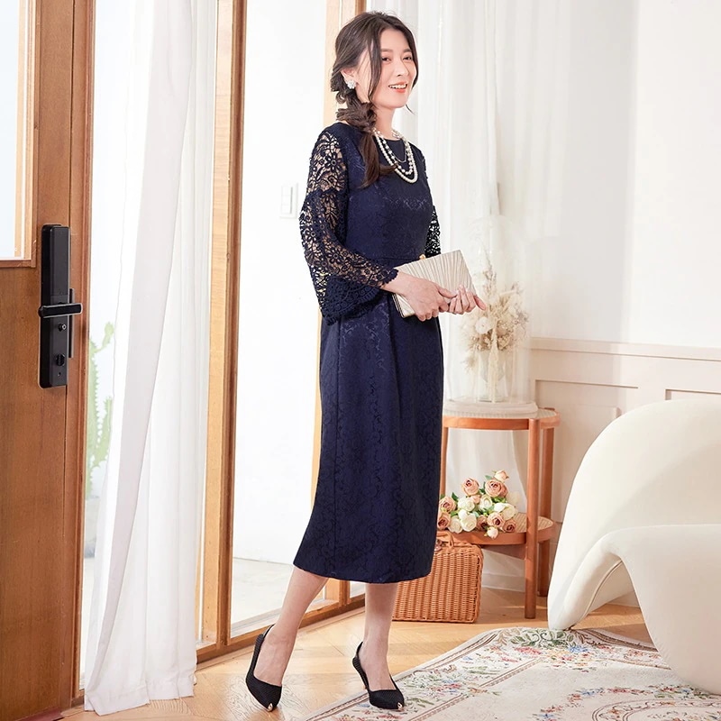 母の日パーティードレス 新しいスタイル 軽やかな大人 エレガント ドレス レース ラウンドネック ドレス 母の日パーティードレス 新しいスタイル 軽やかな大人 エレガント ドレス レース ラウンドネック ドレス
