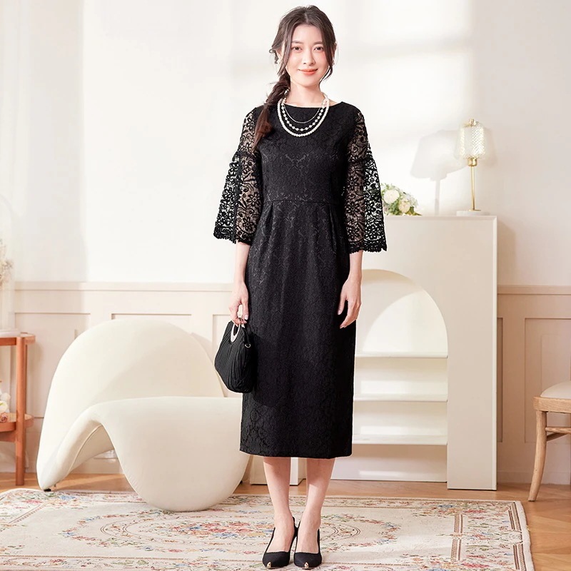 母の日パーティードレス 新しいスタイル 軽やかな大人 エレガント ドレス レース ラウンドネック ドレス 母の日パーティードレス 新しいスタイル 軽やかな大人 エレガント ドレス レース ラウンドネック ドレス