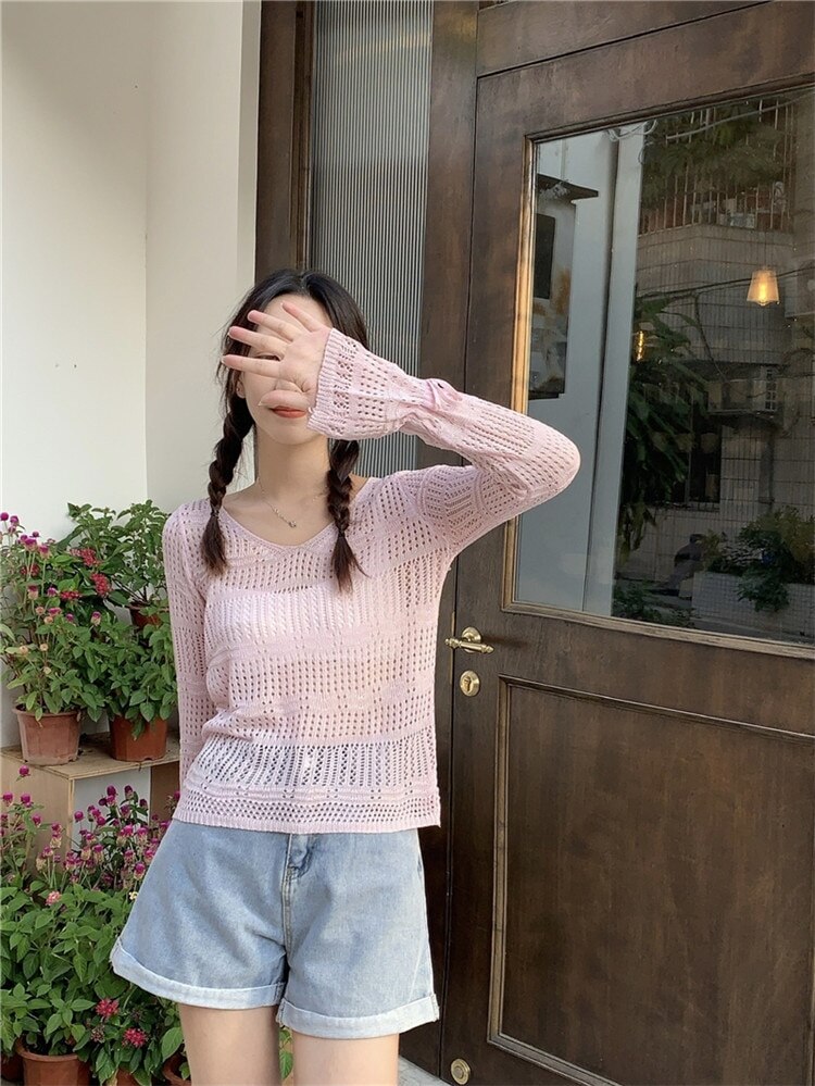 信じられない驚きの大スタイル Vネック 長袖 トップス 女性 日焼け止め服 オーバーシャ