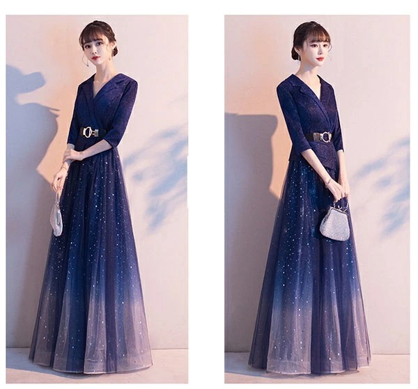 パーティードレス ロングドレス 母親 結婚式 袖あり Vネック 長袖 キラキラ グラデーション 襟付き ジャケット風 ミセス向けドレス 大人 ピアノ 発表会 ネイビー ブラック ベルト付き 成人式 ミ パーティードレス ロングドレス 母親 結婚式 袖あり Vネック 長袖 キラキラ グラデーション 襟付き ジャケット風 ミセス向けドレス 大人 ピアノ 発表会 ネイビー ブラック ベルト付き 成人式 ミ