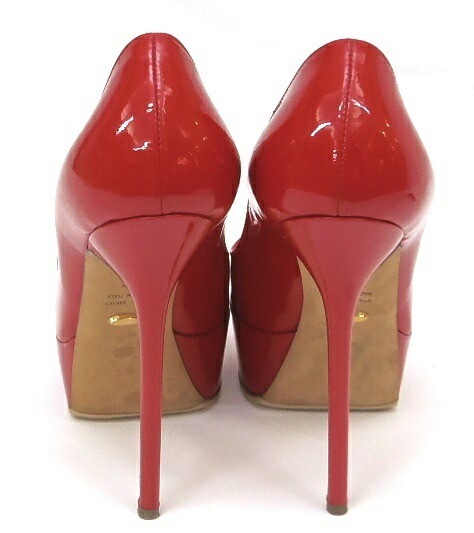 Sergio rossi ﾊｲﾋｰﾙﾊﾟﾝﾌﾟｽ ｴﾅﾒﾙ ｳｪｯｼﾞ 赤 ﾊﾟﾃﾝﾄﾚｻﾞｰ 37 【中古】(58904)
