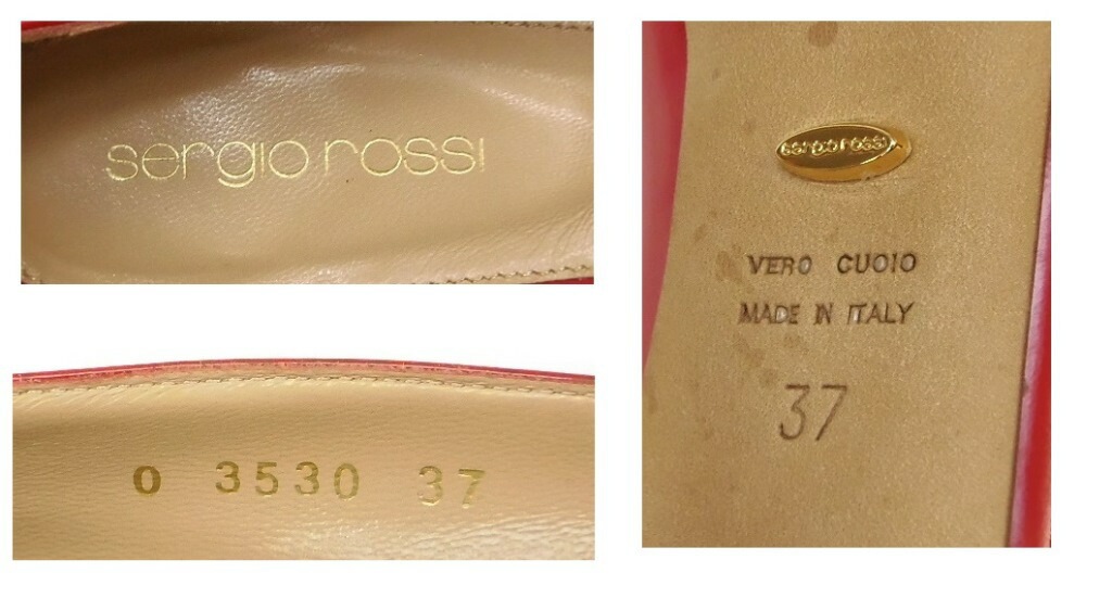 Sergio rossi ﾊｲﾋｰﾙﾊﾟﾝﾌﾟｽ ｴﾅﾒﾙ ｳｪｯｼﾞ 赤 ﾊﾟﾃﾝﾄﾚｻﾞｰ 37 【中古】(58904)
