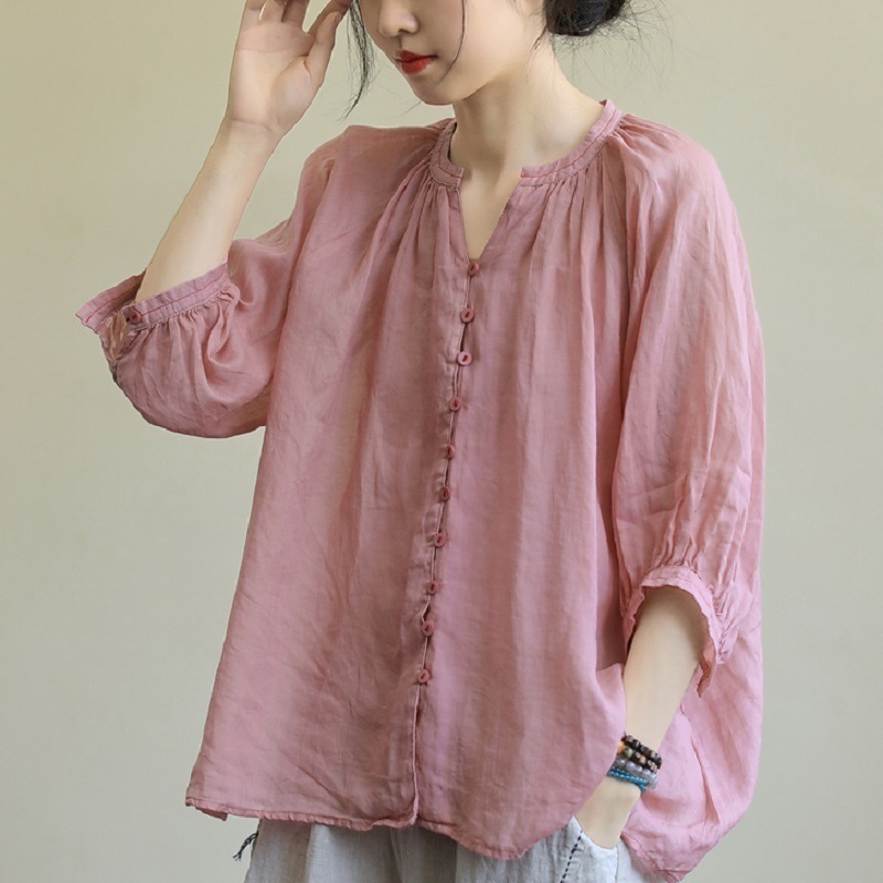 トップス シャツ ミディアム丈 袖あり 七分袖 Vネック 襟なし ストレート ワイド かわいい 大人可愛い きれいめ シンプル カジュアル 大人 上品 おしゃれ 大人女子 こなれ感 ラブリー 個性的 無地 春 夏 秋 10代 20代 30代 レディース 女性用 OL 通勤 学生 通学 デート トップス シャツ ミディアム丈 袖あり 七分袖 Vネック 襟なし