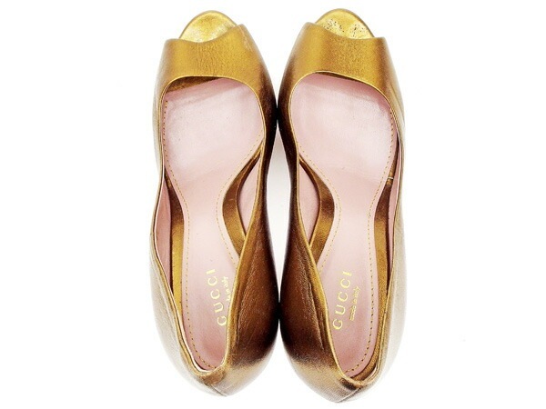 パンプス #36 1/2 オープントゥ 靴 ブロンズ 中古