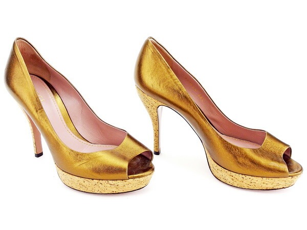 パンプス #36 1/2 オープントゥ 靴 ブロンズ 中古