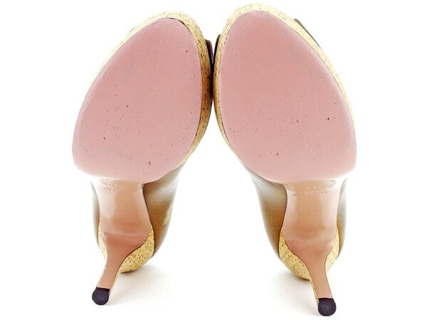 パンプス #36 1/2 オープントゥ 靴 ブロンズ 中古